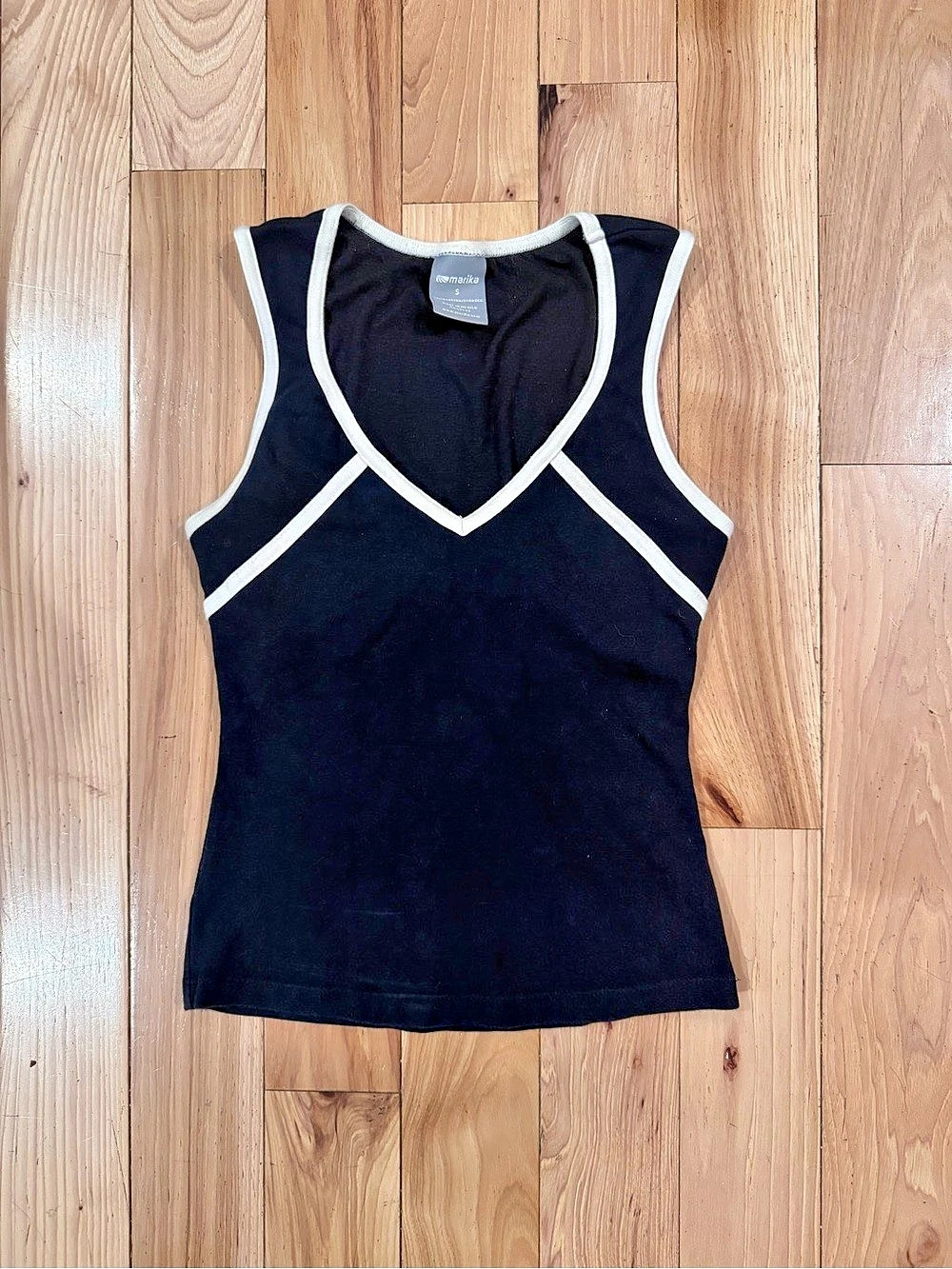 Marika Y2K Color Block Tank Top in Black & White - Size Small
